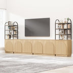 Yechen 165" Modular Entertainment Center with Bookshelves for up to 98", Mid Century Modern TV Stand with Storage, TV Cabinet with Adjustable Shelves, Living Room, Natutral Oak(4 PCS)
