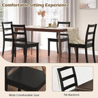 COSTWAY Wooden Dining Chairs Set of 4, Mid-Century Modern Armless Kitchen Side Chairs with Curved Backrest and Rubber Wood Legs for Home Dining Room, Kitchen, Restaurant (Black)