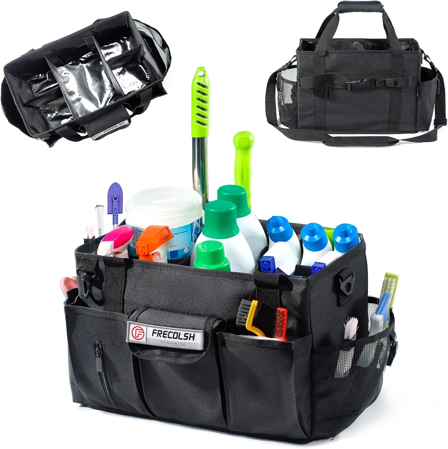 Cleaning Caddy for Cleaning Suppliers Organizer with Pockets for House Cleaning Essentials, Cleaning Organizer, Wearable Cleaing Bag Tote, Storage Caddy for Housekeeping