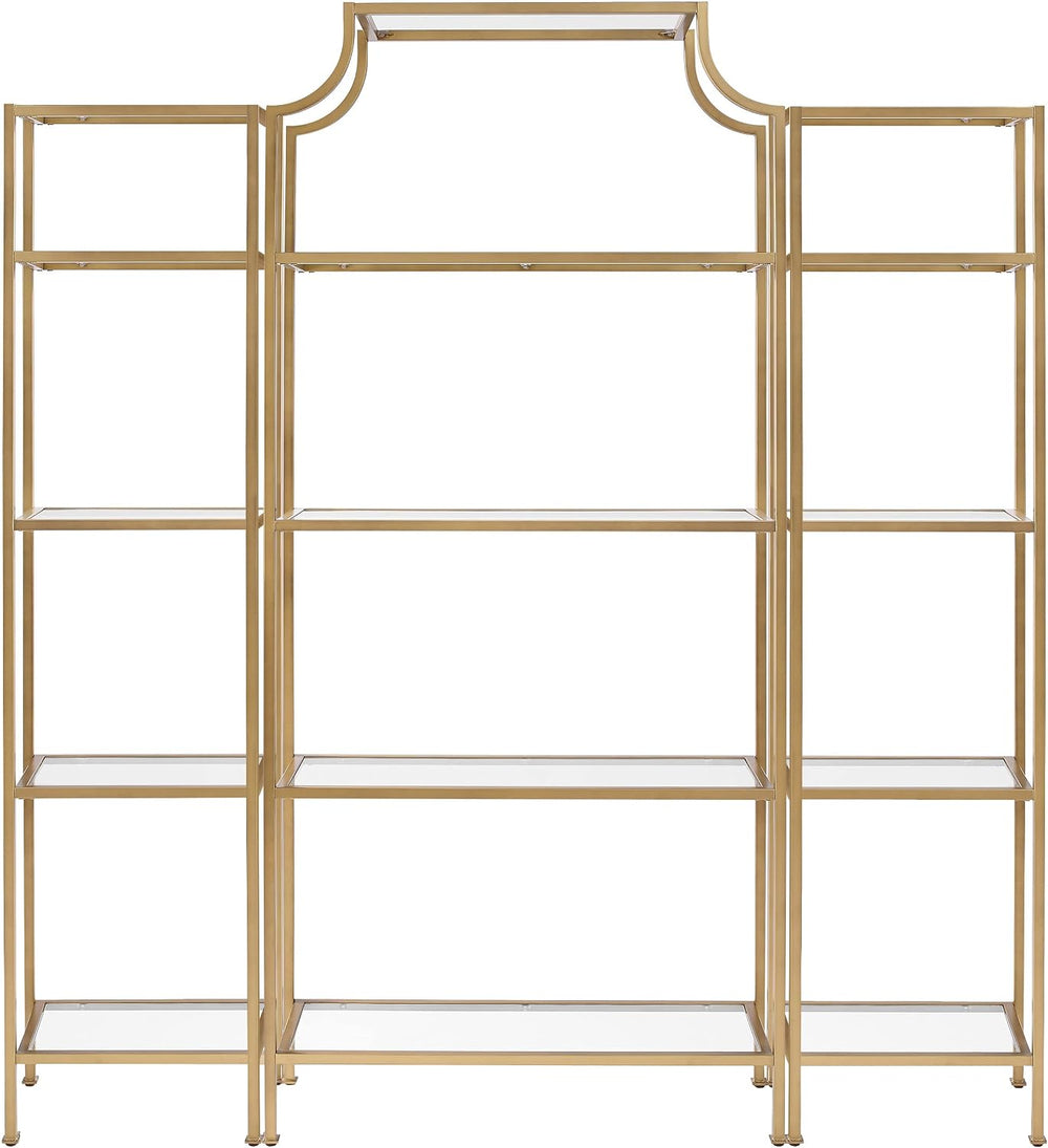 Crosley Furniture Aimee 3-Piece Bookshelf Set, Glass Shelves