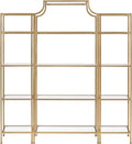 Crosley Furniture Aimee 3-Piece Bookshelf Set with Glass Shelves, Bookcase Storage, Gold and Glass