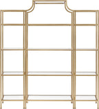 Crosley Furniture Aimee 3-Piece Bookshelf Set with Glass Shelves, Bookcase Storage, Gold and Glass