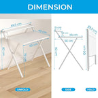 GreenForest No Assembly Folding Desk, 2-Tier Compact Computer Desk with Shelf, Space Saving Foldable Table for Home Office, Dorm or Apartment, Portable Collapsible Sturdy Laptop Desk, White