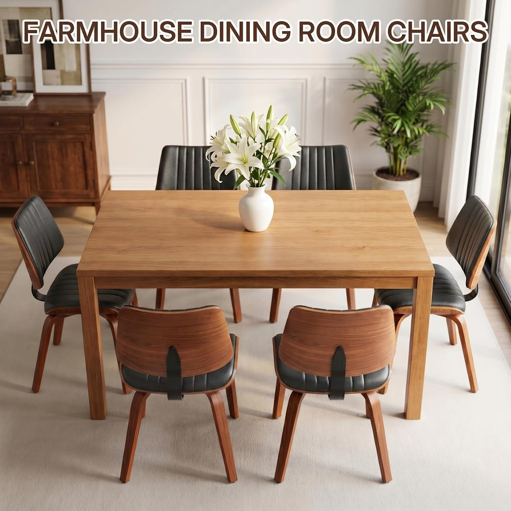 Mid Century Modern Dining Chairs Set of 4, Farmhouse Faux Leather Upholstered...