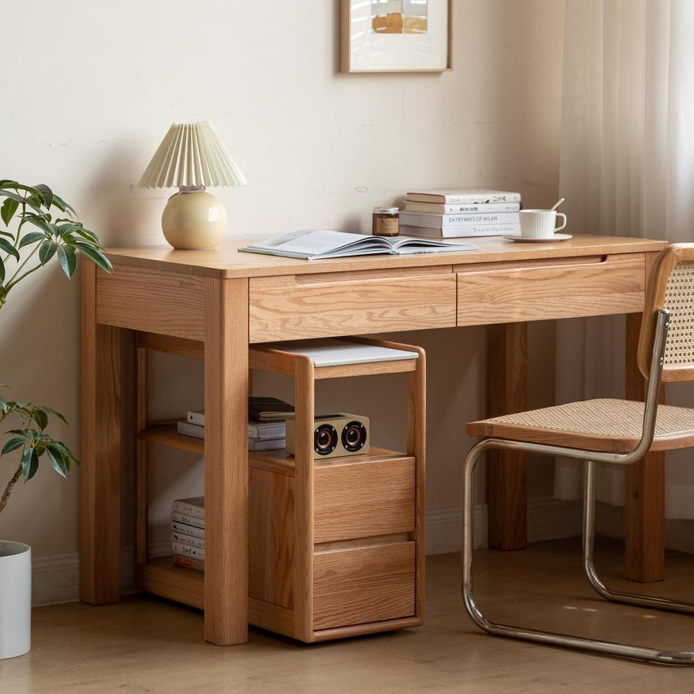 100% Solid Wood Side Table with Storage, Narrow End Table with 2 Drawers, Sli...