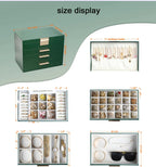 BOOVO Jewelry Boxes for Women, 5 Layer Jewelry Organizer with Necklace Hanger and Drawers, Large Jewelry Box for Earrings, Necklace and Bracelet Storage Gifts for Women and Girls (Green, 5 Layer)