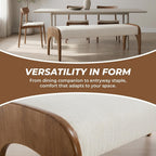 LukeAlon Extra Long Upholstered Bench, 51" Wide Mid-Century Modern Bench with Curved Solid Wood Legs, Comfy Linen Fabric Seat for Bedroom End of Bed, Living Room, Dining Table, Entryway Hallway