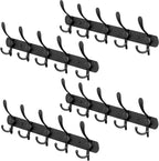 Coat Rack Wall Mount with 5 Tri Hooks, Stainless Steel 16 Inch – Black Matte Finish, Heavy Duty Wall Mounted Hook Rack for Coats, Hats, Towels, Scarfs, Robes, Bags, Entryway & Bathroom - 4 Pack