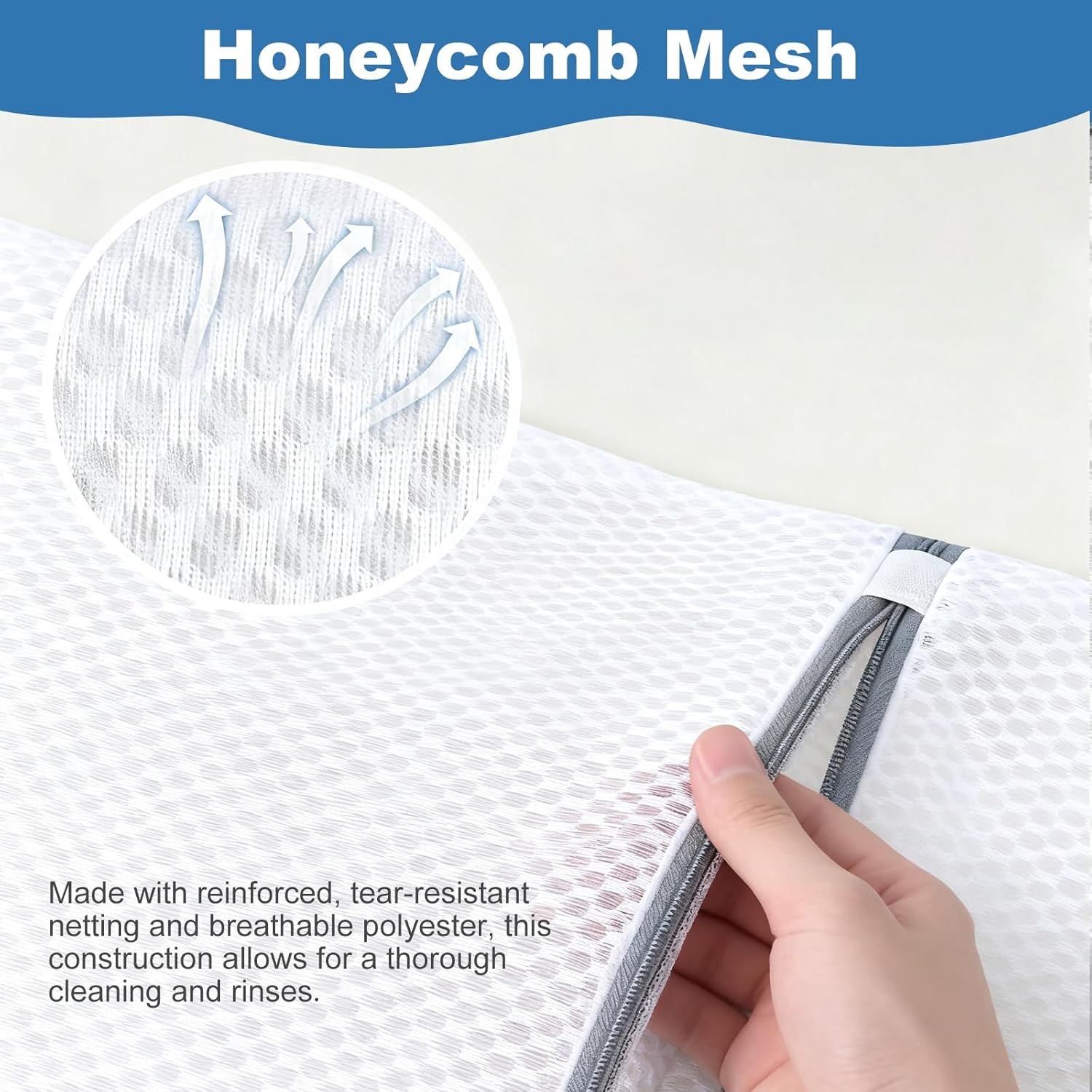 Laundry Bags Mesh Wash Bags for Delicates, Upgraded Honeycomb & Fine Mesh, Extra Durable with Sturdy Zippers, Protect Clothes in Washing Machine Essentials for Home, College & Dorm, 12 x 16 in 4-Pack