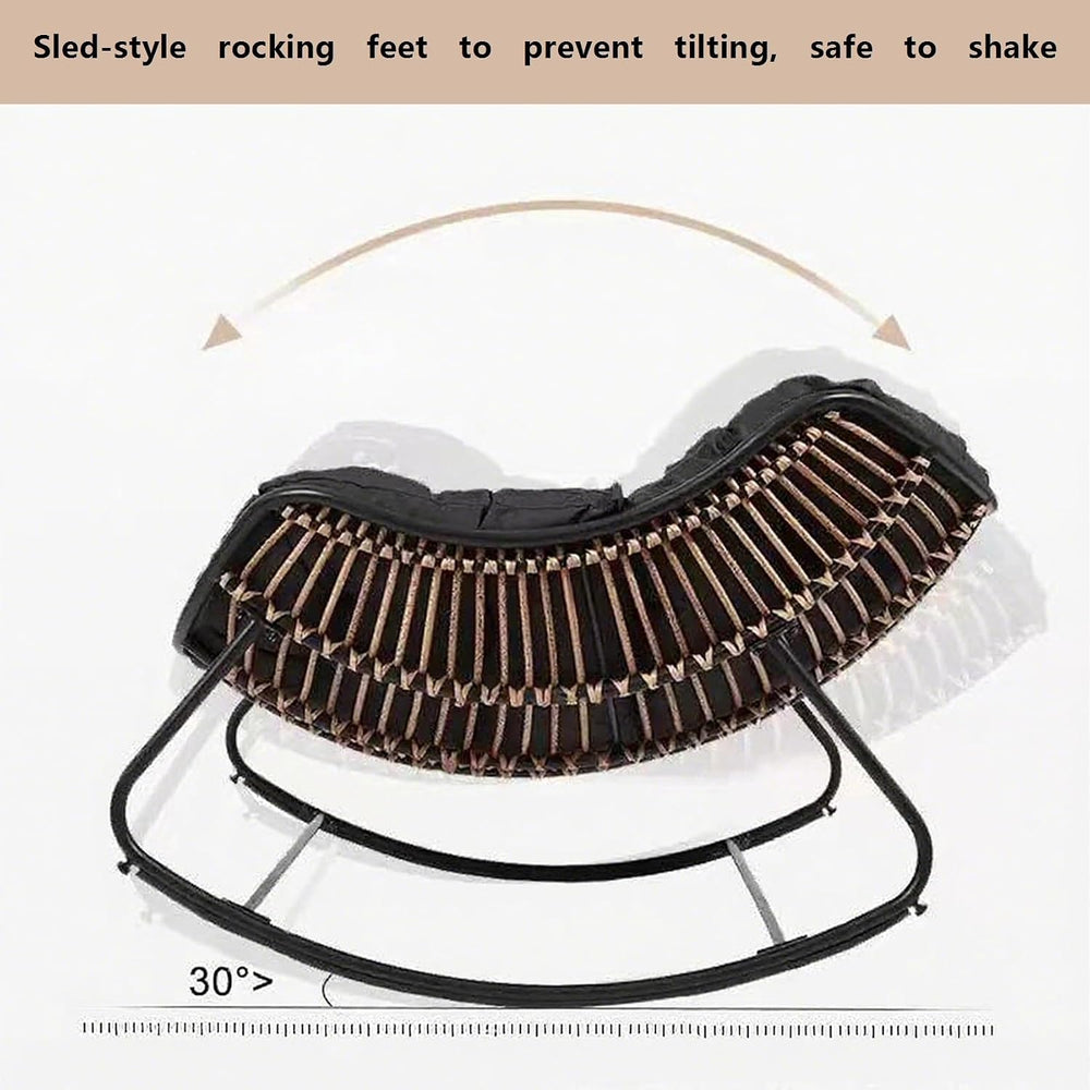 Rocking Chair with Cushion, Oversized Egg Chair Indoor Outdoor, All-Weather L...