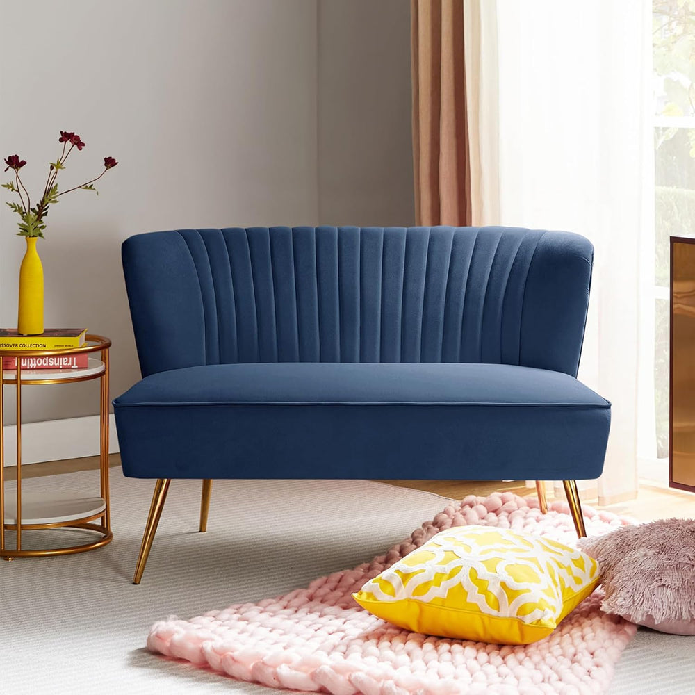 TINA'S HOME Mid-Century Velvet Loveseat Sofa, Upholstered Loveseat Couch ...