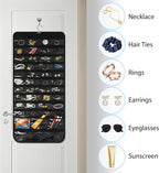 Bloss Hanging Jewelry Organizer With 90 Pockets,Earring Holder Organizer Storage For Valentine's Day Gift,Double-Sided Jewelry Holder for Earrings, Necklaces, Rings on Closet,Wall,Door(Black)