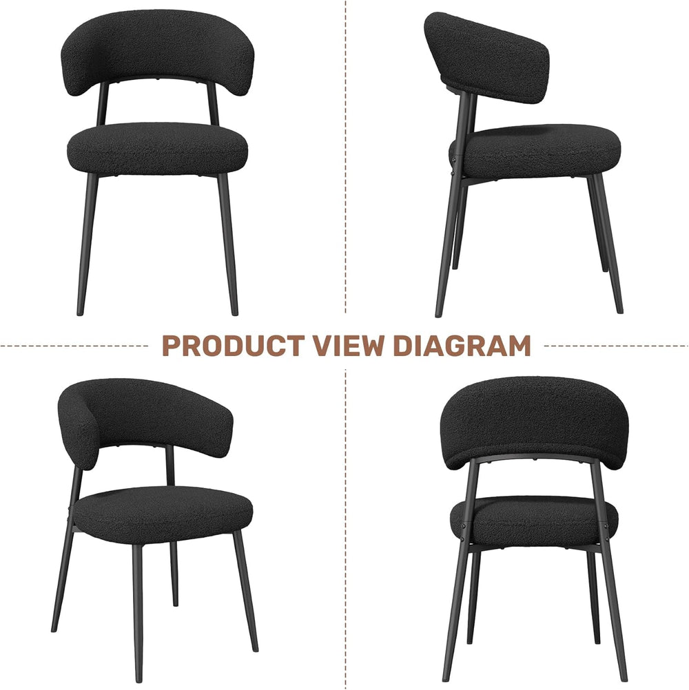 Dining Chairs Set of 4, Mid Century Modern Kitchen Chairs, Boucle Upholstered...