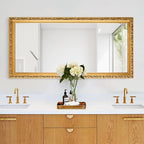 Large Vintage Mirror for Wall, 46''x 22'' Gold Antiuqe Living Room Mirror with Ornate Wood Frame, Decorative Mirrors for Entryway, Bathroom, Foyer, Hangs Horizontally or Vertically
