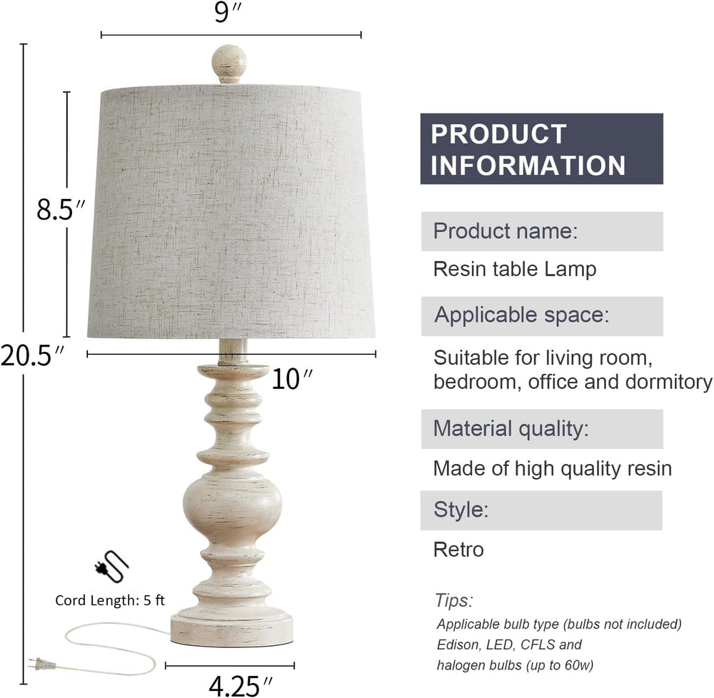 BOBOMOMO Tradition 20.5" Rustic Table Lamp Set of 2 for Living Room Farm...