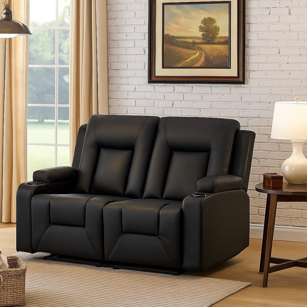 LUCKLIFE Leather Recliner Sofa Set with Manual Recliners,Living Room Furnitur...
