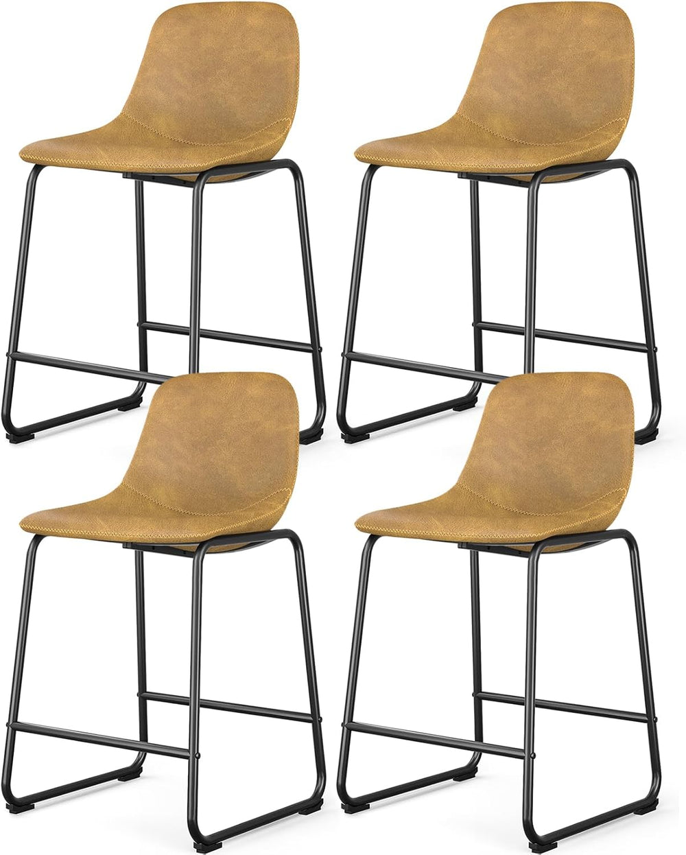 Rfiver Pu Faux Leather Bar Stools Set of 4(Yellow, 24" Counter Chair x4)...