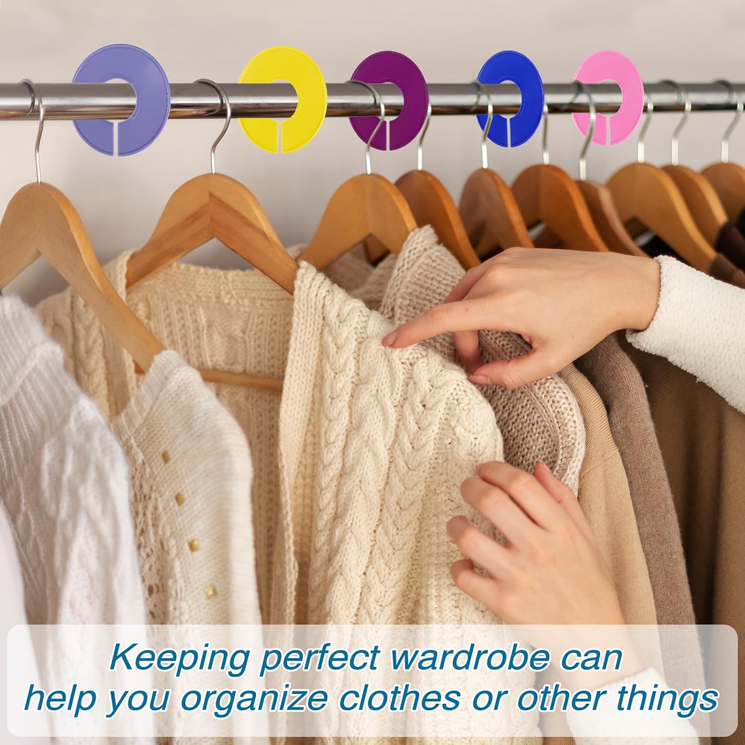 Mozeat Lens 10 PCS Closet Dividers for Hanging Clothes, Color Plastic Hanger Tags Clothing Rack Dividers Round Closet Labels Reusable Wardrobe Hanger Separator （10 Colors）