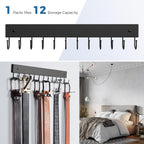 Belt Hanger Wall Mounted, Wooden Belt Organizer Max 12 Storage Capacity, 180° Rotating Space Saving Hangers for Ties, Tank Tops, Scarves, Bras, Keys, Bags 1 Pcs Black
