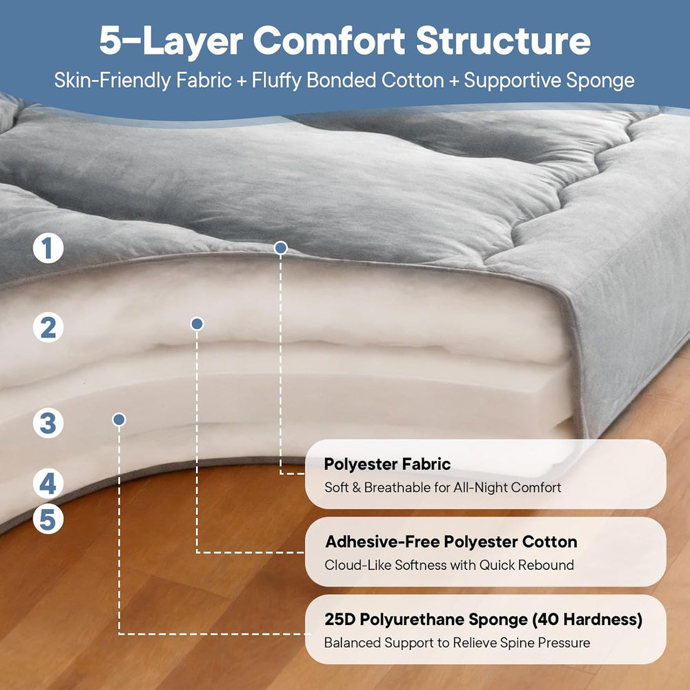 DUMOS Japanese Floor Mattress Twin Size, 4" Thick Futon Mattress, Gray |...