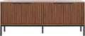 SAFAVIEH Lylia TV Stand for up to 65" Flatscreen – Walnut Brown & Black, 4 Doors with Interior Storage, Entertainment Media Console Cabinet (MED9623A)