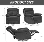 Swivel Rocker Recliner with 360 Degree Swivel, Small Recliners with 30 Degree, 90-150 Degree Angle, Lift Chair for Home Theater Seating, Adults, Living Room, Bedroom, Nursery, Dark Gray