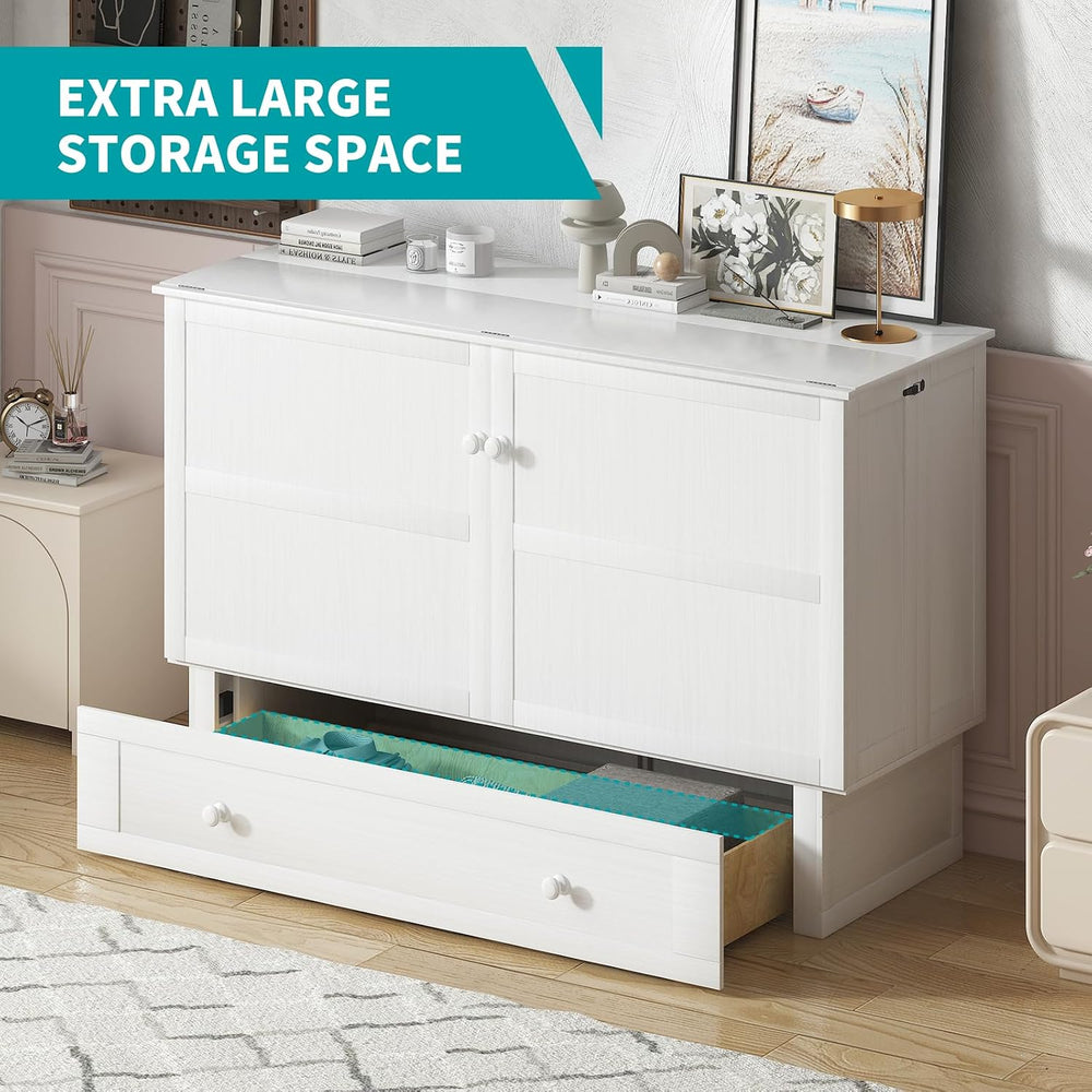 BALUS Murphy Cabinet Bed, Queen Chest Bed with USB Charging Station and Large...