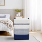 DOFASAYI Laundry Basket - 85L Large Woven Baskets for Storage - Cotton Rope Laundry Hamper, Decorative Storage Basket for Blankets, Clothes Hamper for Living Room, Bedroom, Dark Blue & White