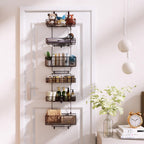 HapiRm Over Door Organizer Storage - Separable Door Organizer Hanging with 6 Metal Large Capacity Baskets for Bathroom Bedroom Kitchen Pantry Closet (Brown)