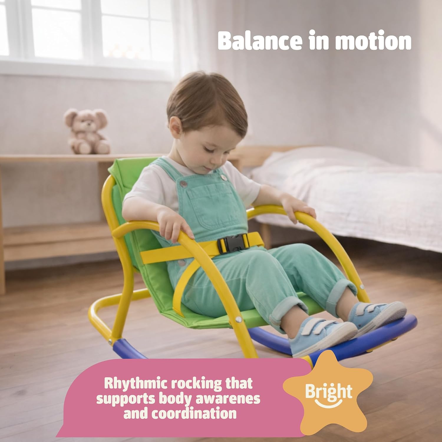 Bright Autism Sensory Rocking Chair for Kids (3–8 Years) – Indoor & Outdoor Kids Little Rocking Chair for Autism & ADHD | Unlocks Focus, Balance & Creativity | Bedroom, Playroom & Classroom