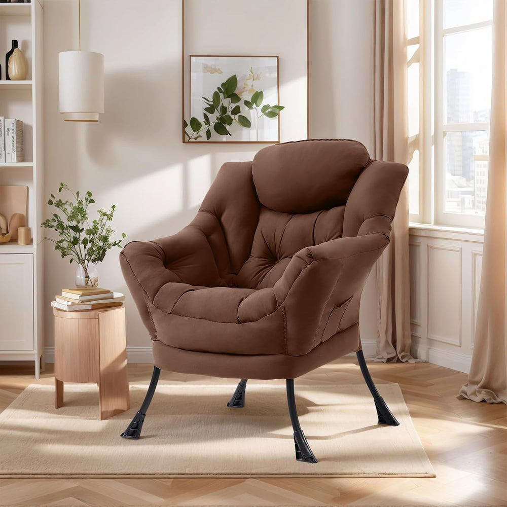 Furlide Lazy Chair for Living Room, Modern Accent Chairs with Armrests, Dark ...