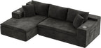 Homall 109" Boneless Couch with Memory Foam, Modular Sectional Sofa with L-Shape Chaise, Cloud Couch with Deep Seat, Dual Cup Holders & Side Pockets, No Assembly Required (Black)