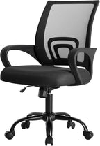 DUMOS Home Office Chair - Ergonomic Mid Back Mesh Desk Chair with Lumbar Support & Rocking Mode, Height Adjustable with Fixed Armrest, for Computer, Gaming, Meeting, 360° Swivel, Black