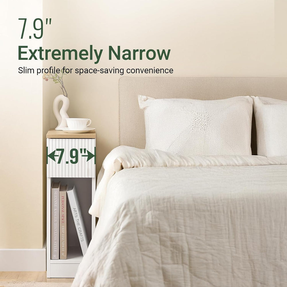 SoBuy Narrow Nightstand, Slim Bedside Tables with Drawers Suitable for Small ...