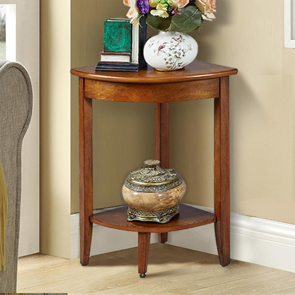 Home Furnishing Corner Table, Solid Wood Triangle Corner End Table, Compact S...