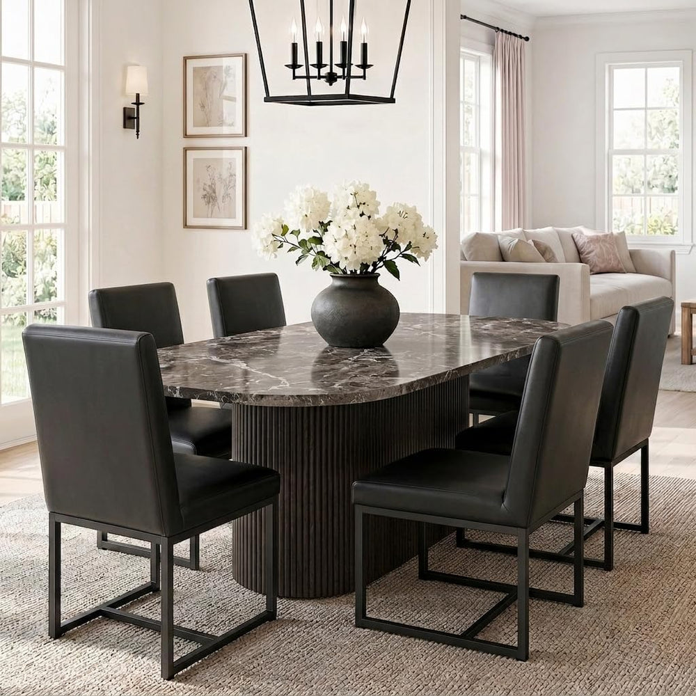 HNY Modern Dining Chairs Set of 6, Upholstered Leather Dining Room Chairs wit...