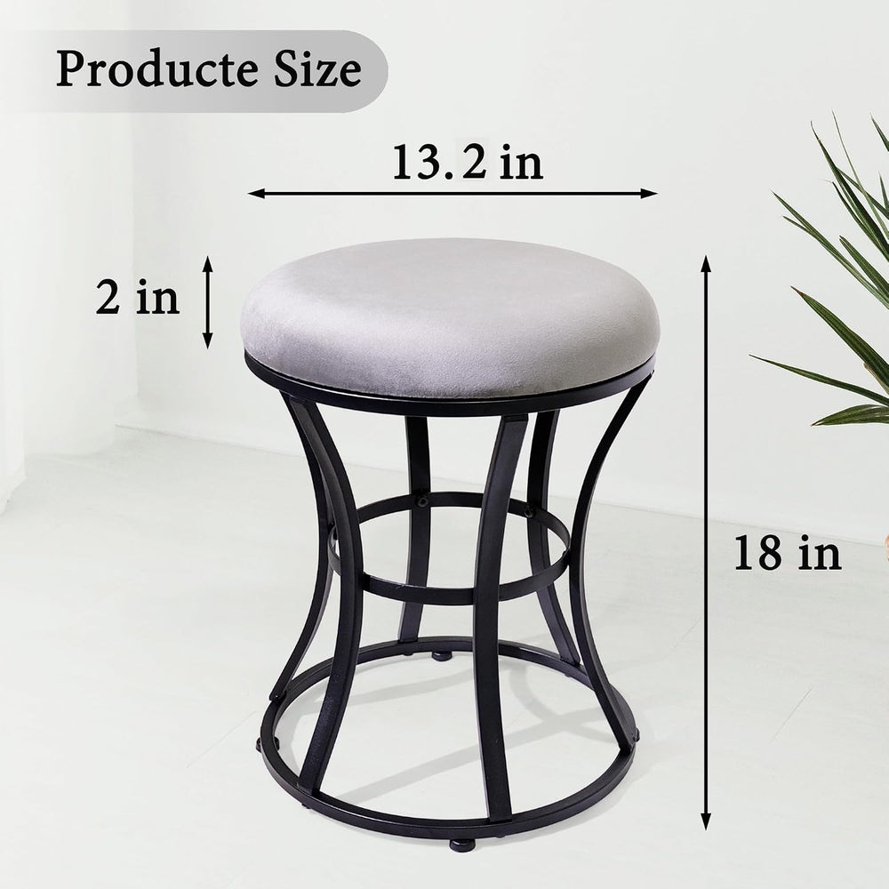 Vanity Chair, Small Velvet Vanity Stool & Ottoman Bench for Bathroom, Dorm