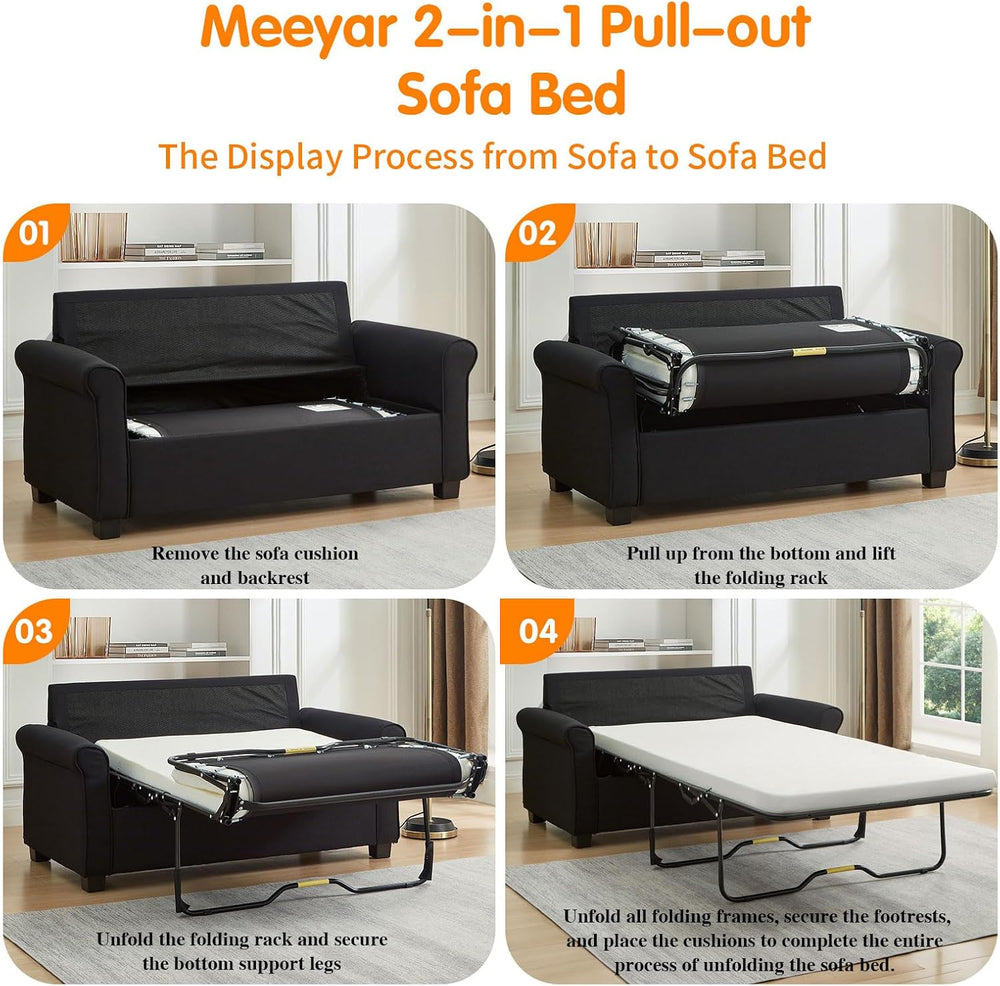 Pull Out Sofa Bed with Mattress, 57" Convertible Sofa Bed Loveseat, Twin...