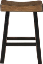 Lexicon Saddle Bar Stools Set of 2 Barstools with Footrest, Armless Dining Chairs for Kitchen Island, Breakfast Nook, Living Room, Counter Height, Black/Brown
