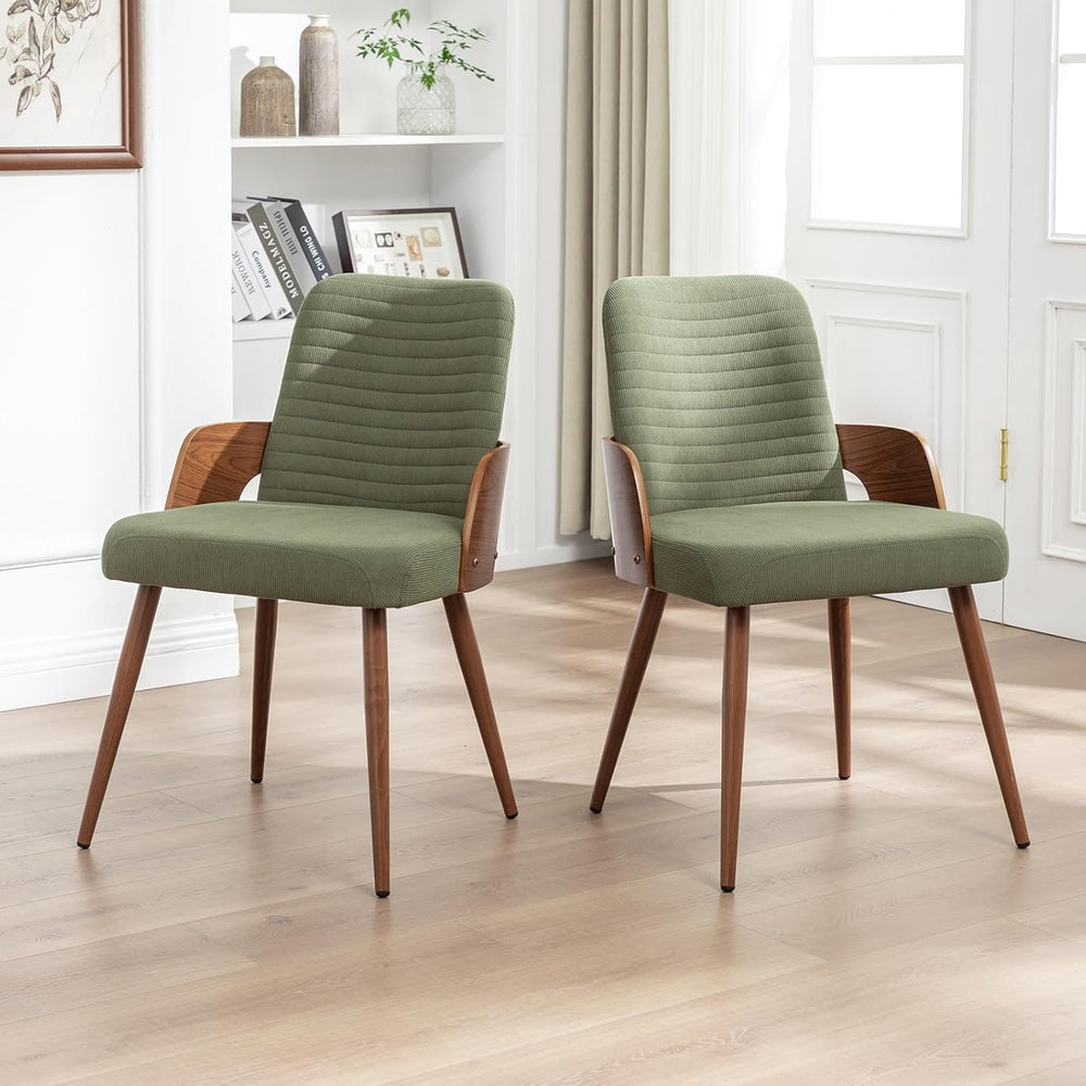 Dining Room Chairs,Mid Century Modern Kitchen Chairs,Green Corduroy Fabric Up...