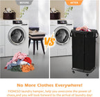 Longzhuo 47.55 Gal(180L) Rolling Laundry Basket With Wheels, Laundry Hamper With Wheels, Metal Wheeled Laundry Basket for Laundry, Hotel, Bedroom & Laundry Room Organization, Black