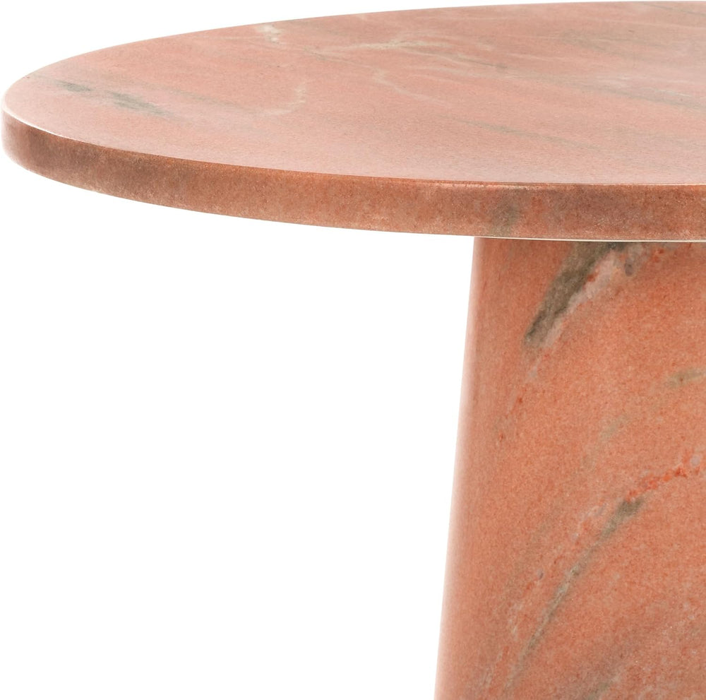 SAFAVIEH Furniture - Valentia Tall Marble Accent Table - Coral - Marble Top -...