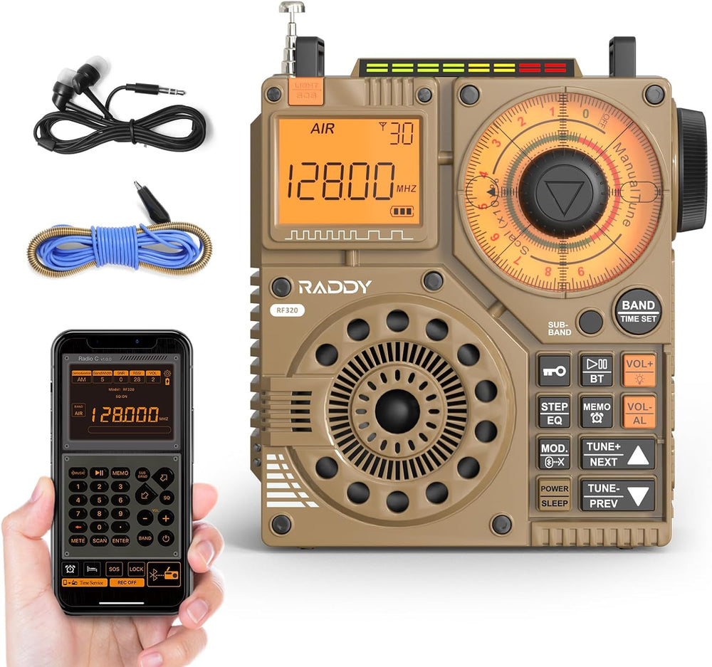 Raddy RF320 App Control Shortwave Radio, All-Band Receiver, Yellow