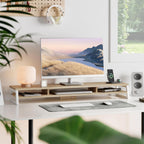 Fenge Dual Monitor Stand for Desk, 42.5in Large Monitor Riser for 2 Monitors, 2 Tier Computer Office Desk Top Shelf, Desktop Storage Stand for Laptop, PC, Computer, Printer