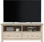 Handcrafted Solid Oak TV Stand Entertainment Center - Elegant Unfinished Media Console with Spacious Storage Drawers & Open Shelves - Sturdy Wood Cabinet Fits TVs up to 55 Inches