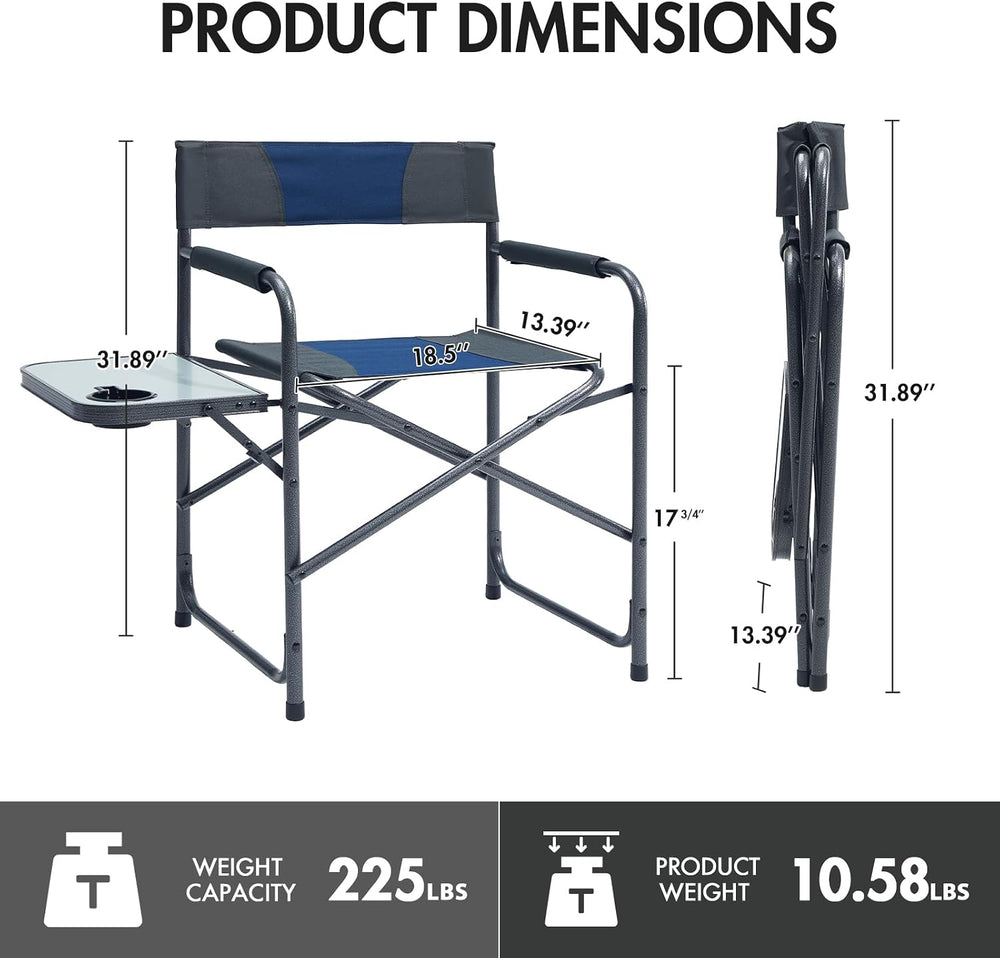 Portal Directors Chair for Adults with Side Table, Folding Camping Chairs Hea...