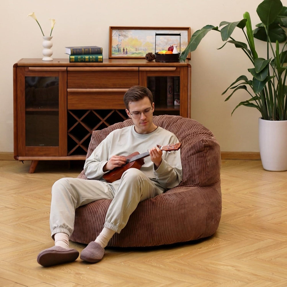 N&V Large Crescent Bean Bag Chair, Adult Size Bean Bag Sack, Foam Filling...
