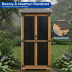 Storage Cabinet Outdoor Garage Cabinets with 3 Adjustable Shelves, Lockable Door, Wood & Metal Weather-Resistant Pantry Cabinet for Patio Garden Home Farm (33.3" Lx 21" Wx 69" H)