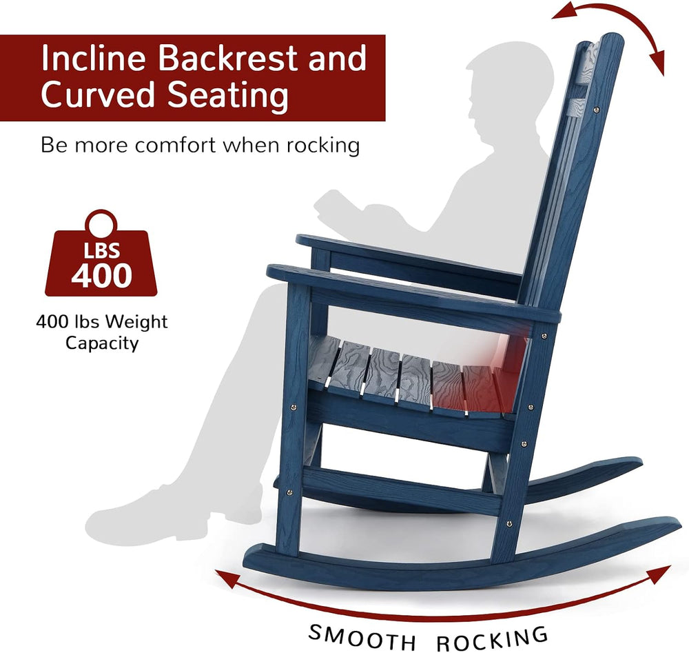 Stoog All-Weather Patio Rocking Chairs Set of 2, Outdoor Rocking Chair with 4...