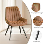 Nalupatio Modern Dining Chairs Set of 4, Comfy Dining Room Chairs with Thick Cushions, Upholstered Fabric Kitchen Side Chairs with Metal Legs, Brown